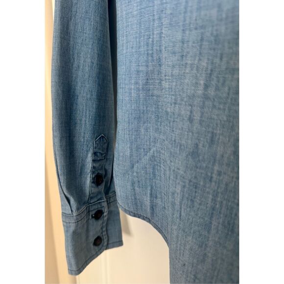 Zara Premium Denim Collection Long Sleeve Button Down Shirt Blue Size Small - Picture 8 of 9